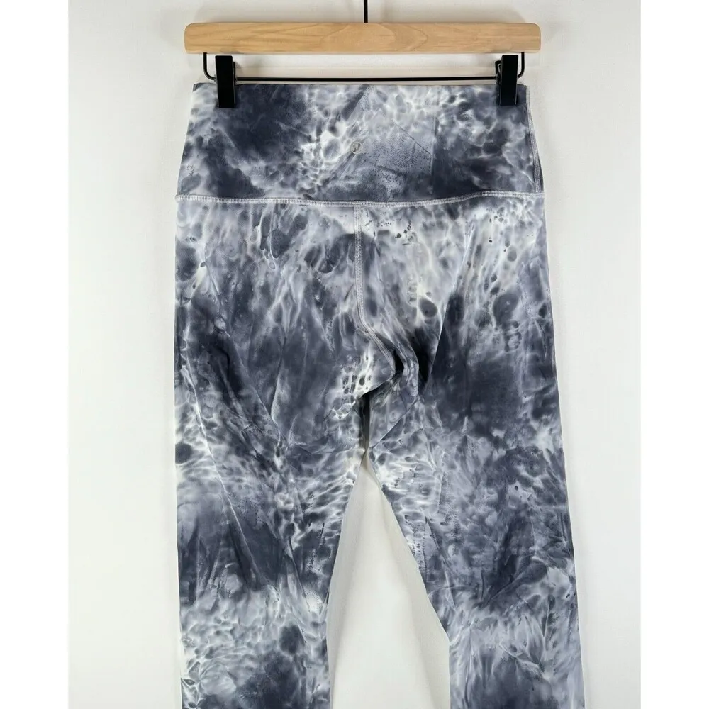 Lululemon Womens Pants Gray Wunder Under Marble Dye Crop Leggings Pull On Size 8 White - Image 7