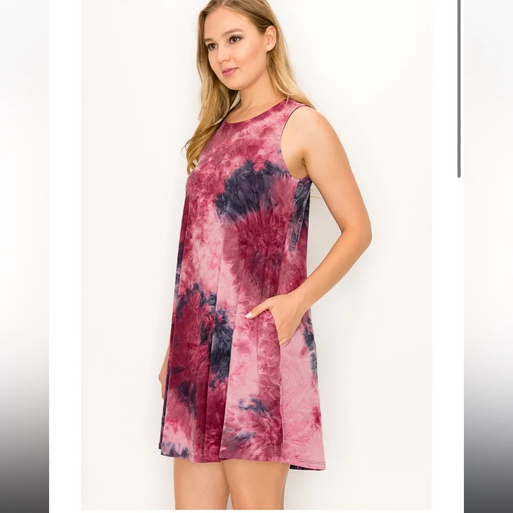 Coin 1804 Los Angeles soft tie‎ dye swing dress with pockets Pink - Image 5