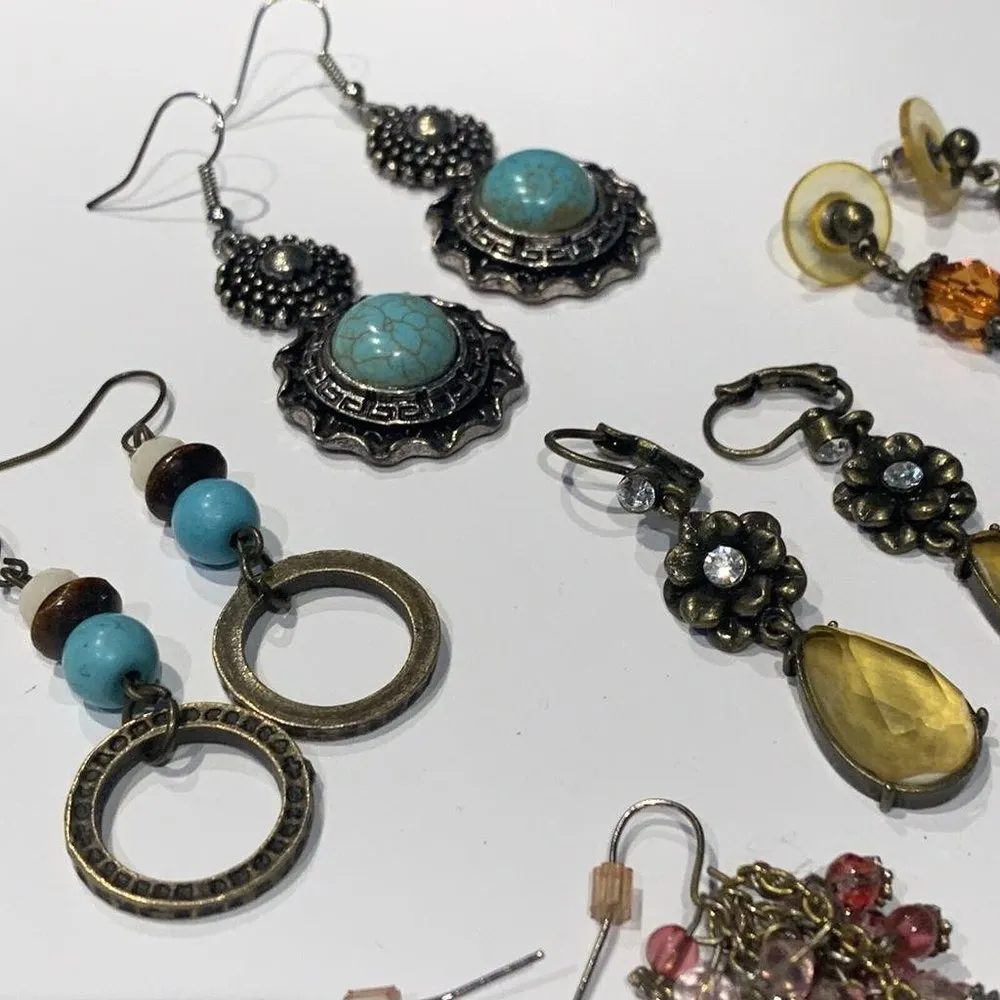 Lot Of 5 Variety Of Dangle Costume Earrings Blue / Yellow Etc. - Image 2