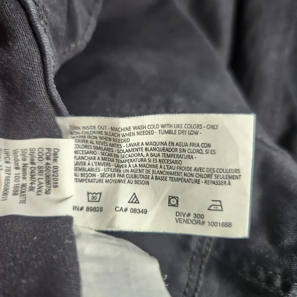 Gloria Vanderbilt Womens Jeans Black Khaki Nicolette Size 12 - Image 12