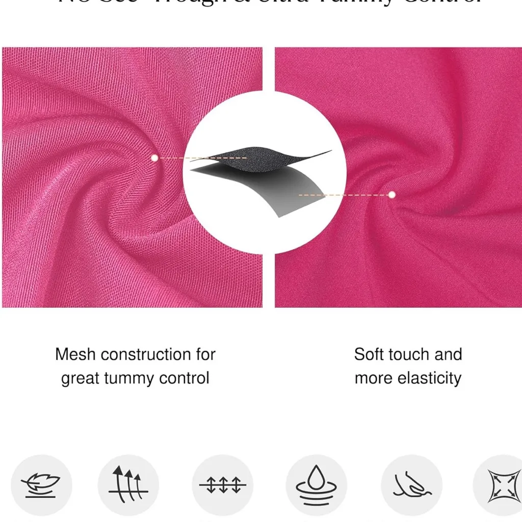 NWT Popilush Pink Shapewear Bodysuit with Plunge Neckline Sz Small - Image 3