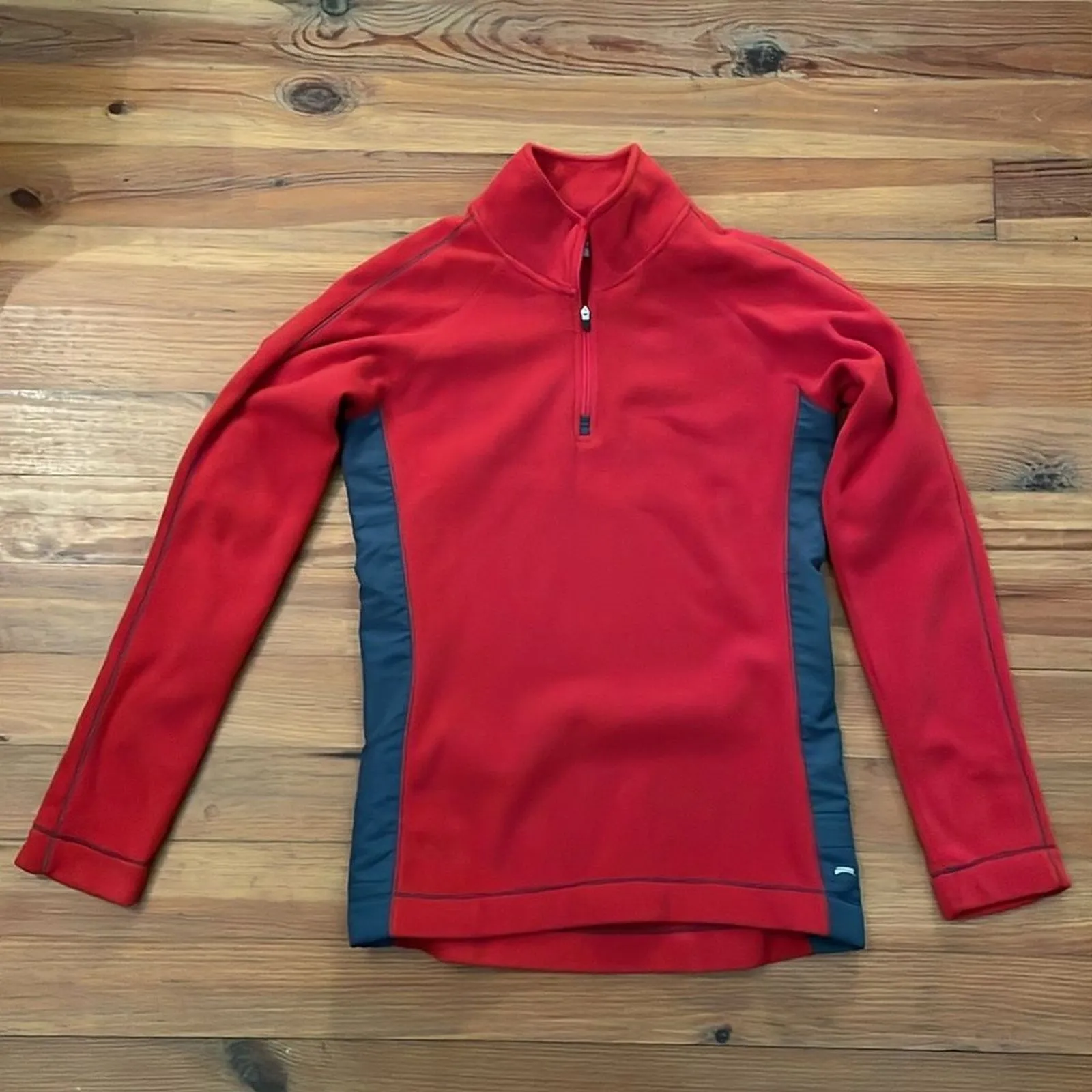 Alo Yoga Red Gray Pullover Fleece 1/4 Zip Jacket Womens Size Medium - Image 3