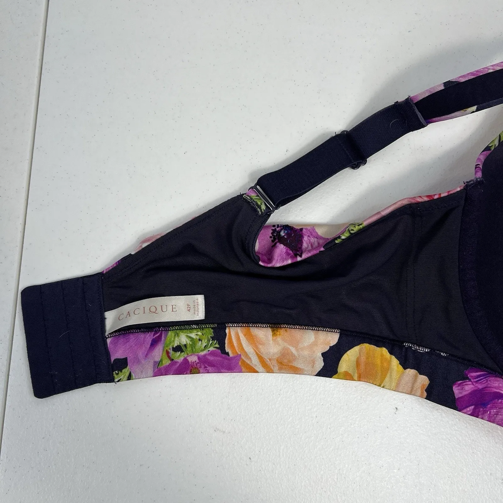 Cacique 42F Bra Comfort Bliss Lightly Lined Full Coverage Underwire Navy Floral - Image 11
