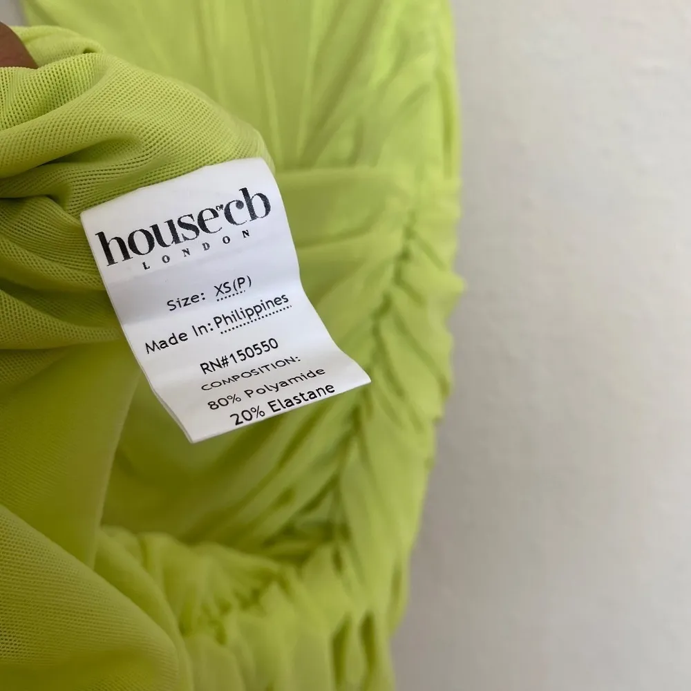 HOUSE OF CB 'Valentina'Lime neon Asymmetric Cutout Midi‎ Dress/Size XS plus cup - Image 15