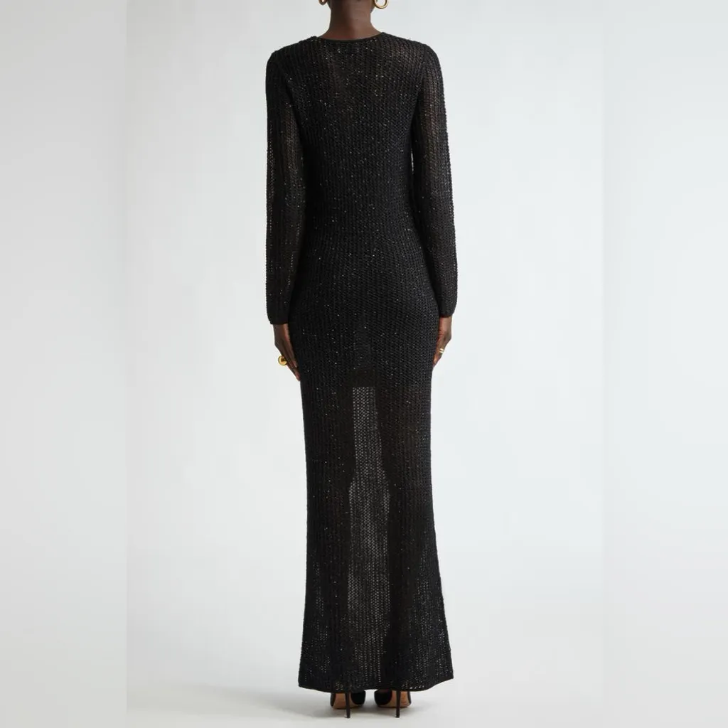 St. John Sequin Mesh Knit Long Sleeve Gown (XL) - Image 12