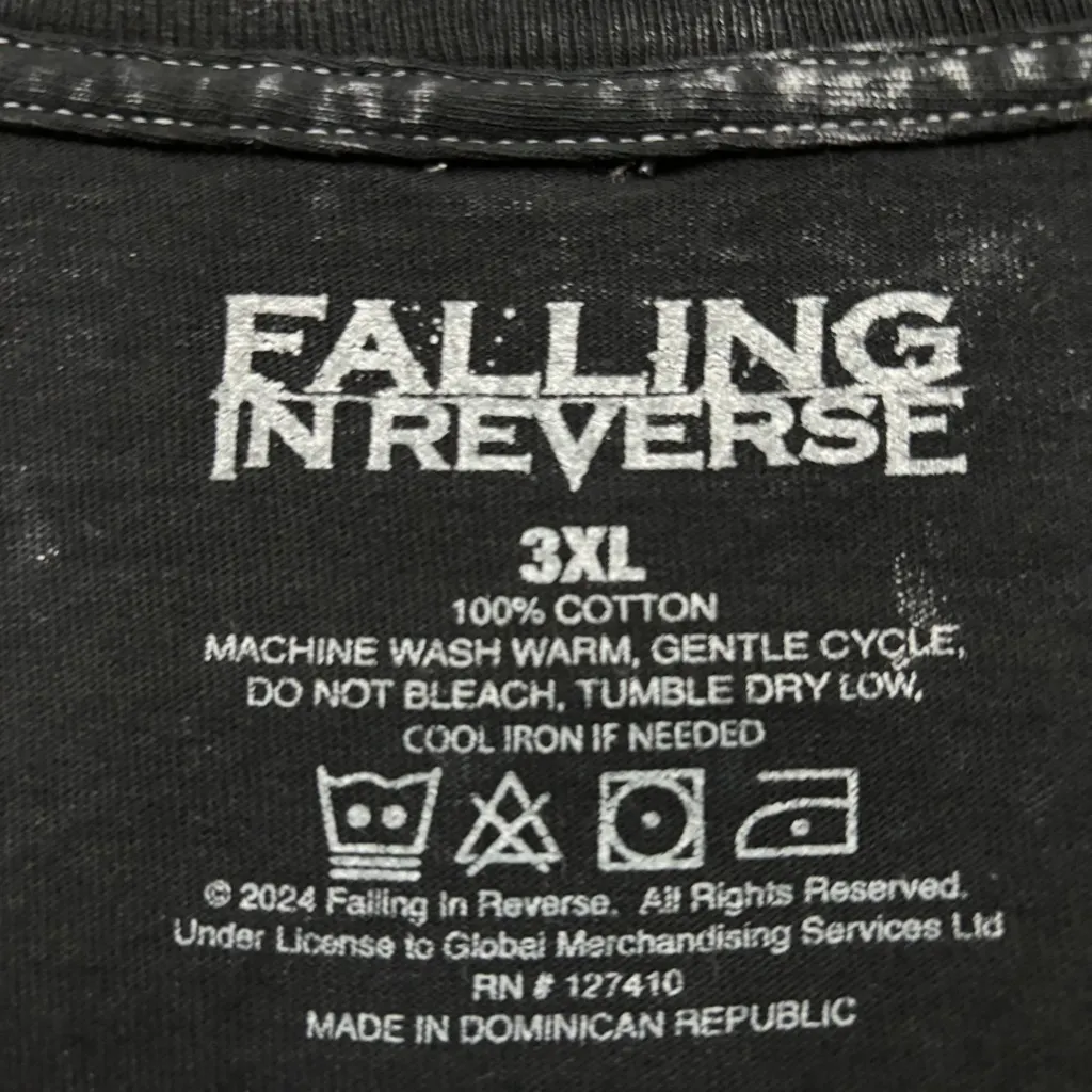 Falling in Reverse All My Life Rock Band Mineral Wash T-Shirt Size 3XL - Image 4