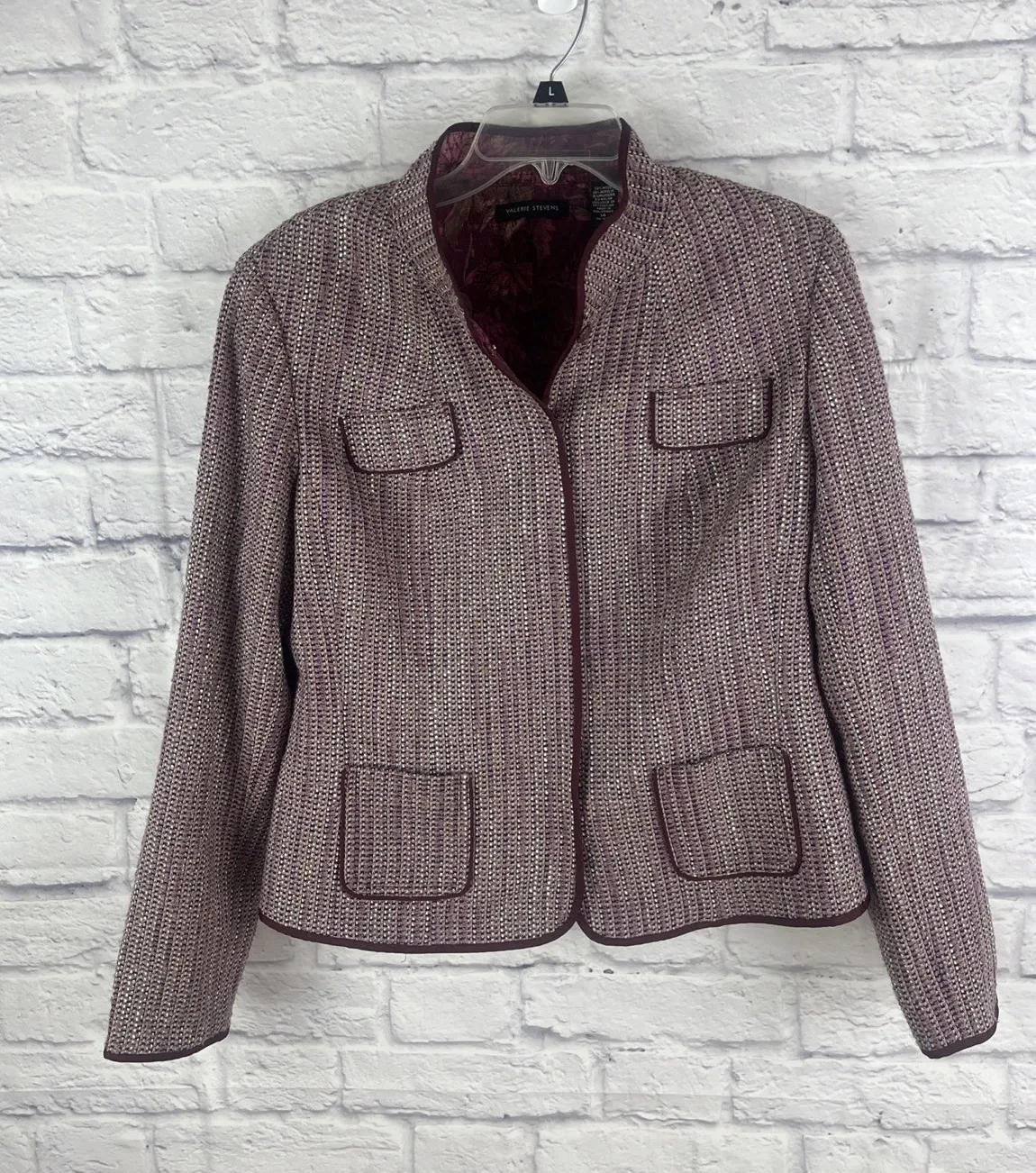Valerie Stevens Wool Blend Women's Boucle Tweed Classic Blazer Size 14 - Image 1