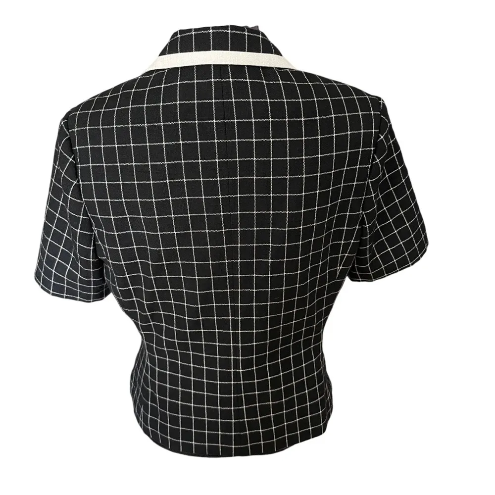 Le Suit  Black and White Short Sleeve Blazer Size 10 - Image 6