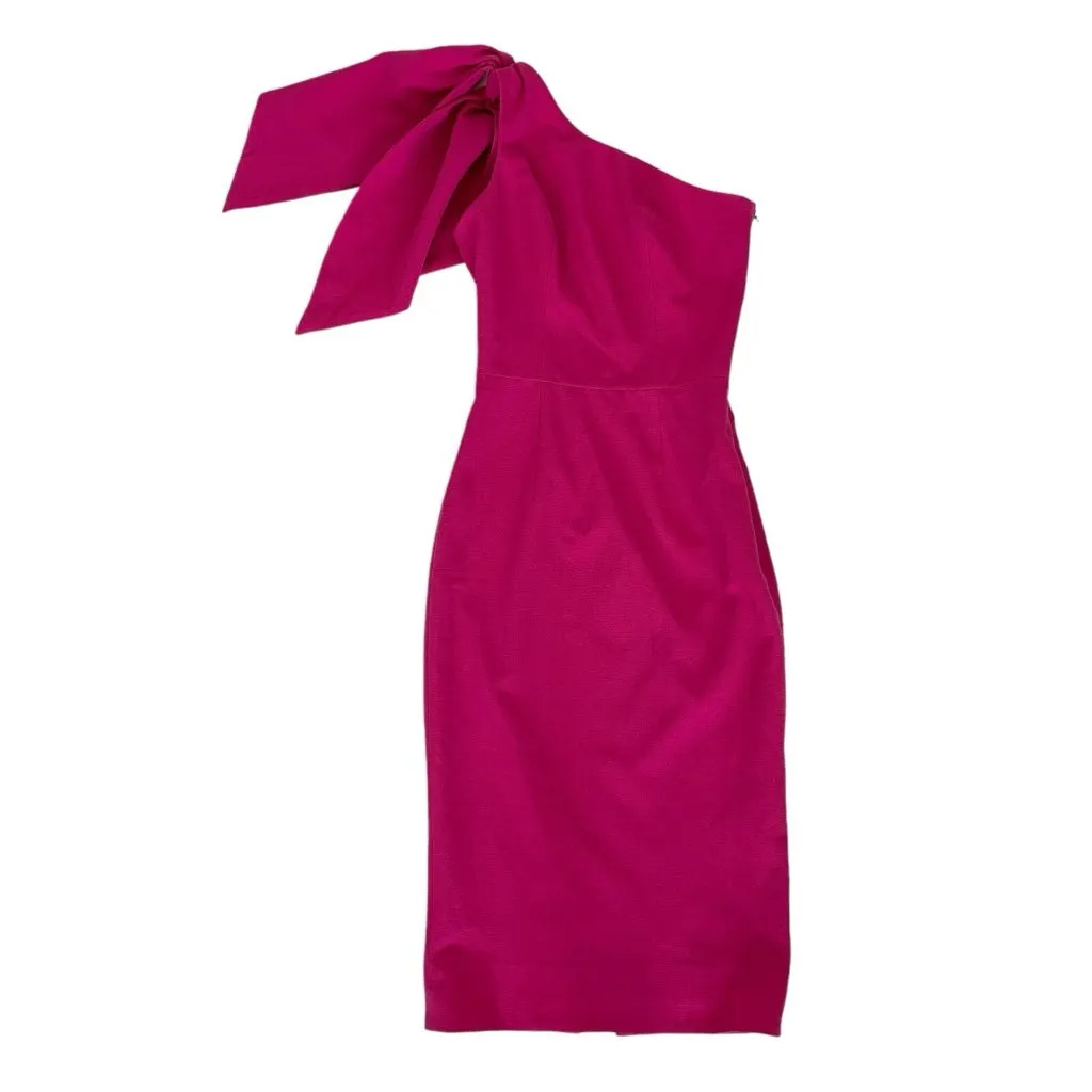 Dress The Population‎ Tiffany Dress XXS Bright Fuchsia One Shoulder Midi - Image 3