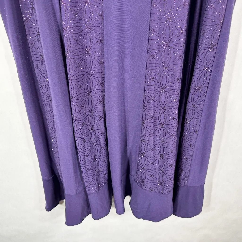 Maggie Barnes Plus Size 18W Dress Purple Sparkly Midi Formal Sleeveless‎ 1694 - Image 3