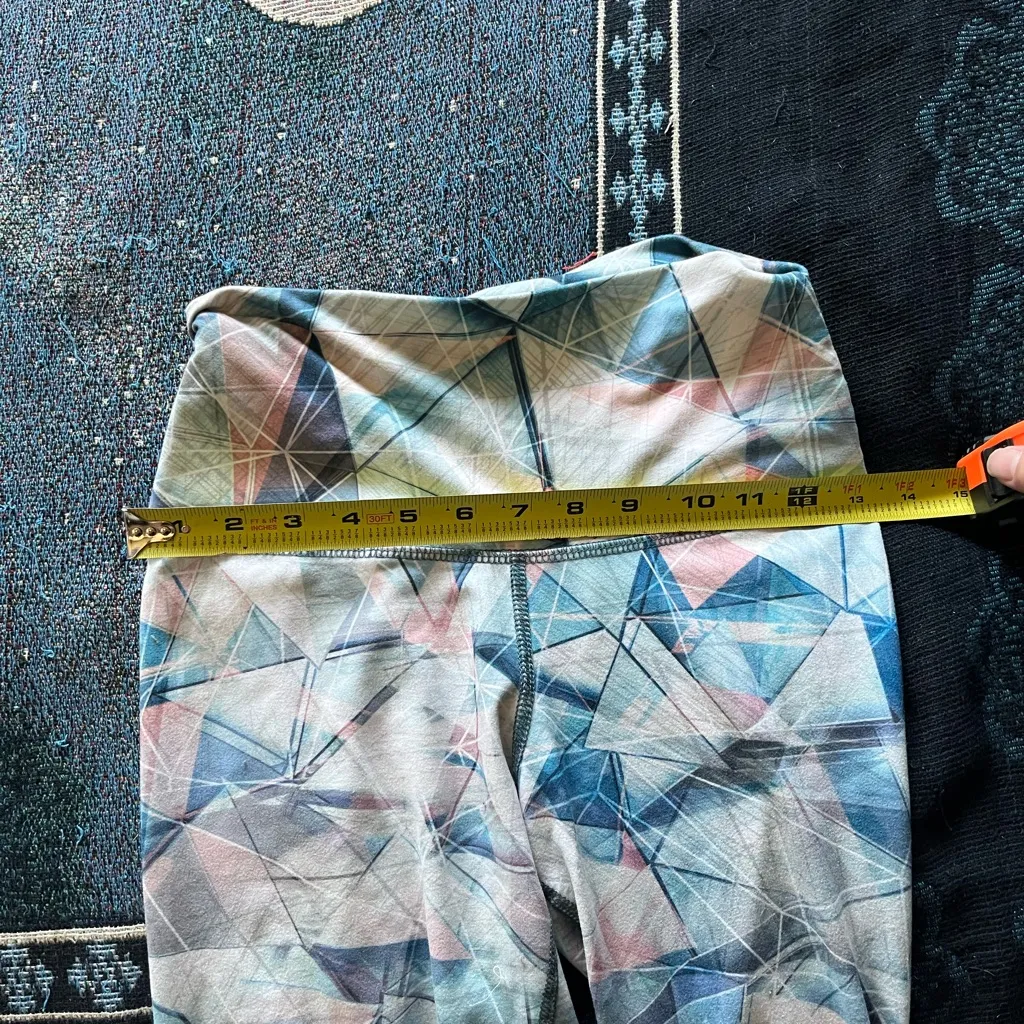 Evolution and Creation Geometric Blue and Pink Leggings SZ M High Waist Yoga Y2K - Image 12