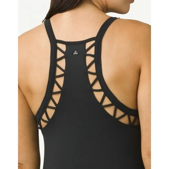 New Womens NWT PrAna S Bra Tank Dress Ardor Black Logo Cut out Design Tank Cute - Image 2