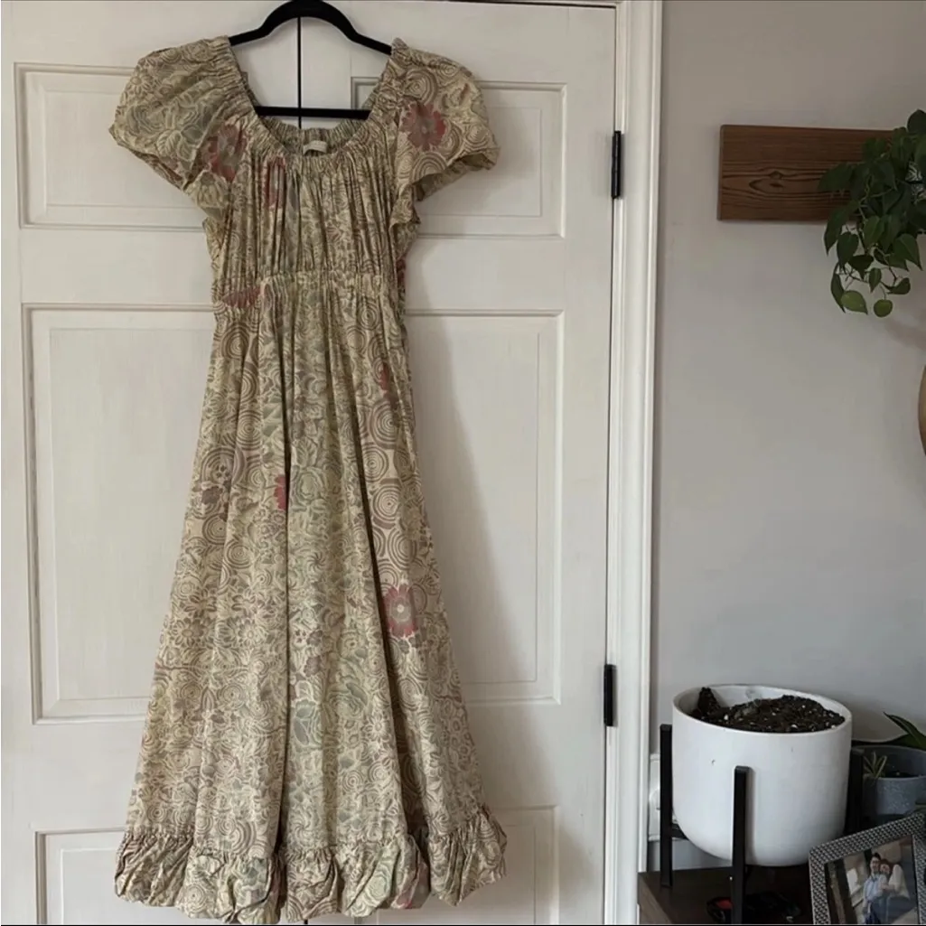 ULLA JOHNSON‎ Nanette dress in Haze Midi Dress Floral Print Size 6 Cotton Poplin - Image 6