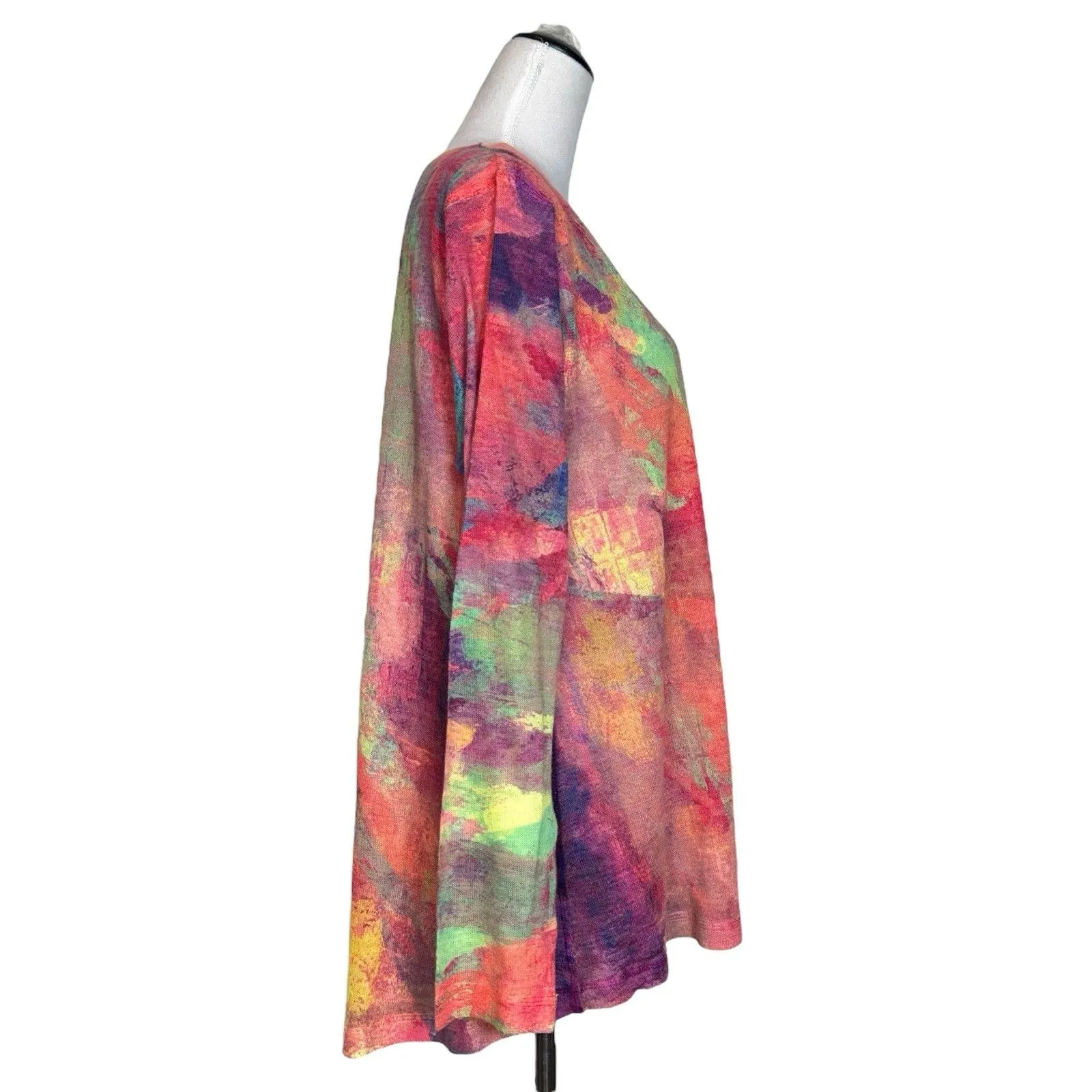Soft Surroundings Plein de Couleurs Abstract Knit Top L Boho Watercolor Sweater - Image 3