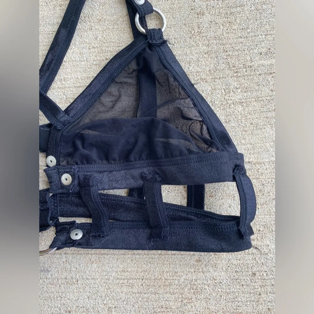 Body Rage Sexy Black Sheer Lace Strappy Lingerie, Size Medium - Image 2