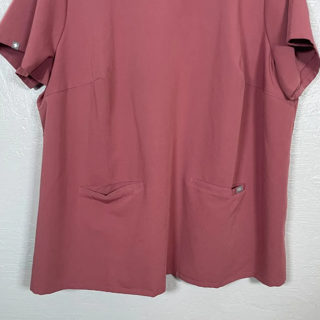 Figs Women Plus Size 4XL Dusty Rose Pink Casma Scrub Top Shirt Three Pocket - Image 2