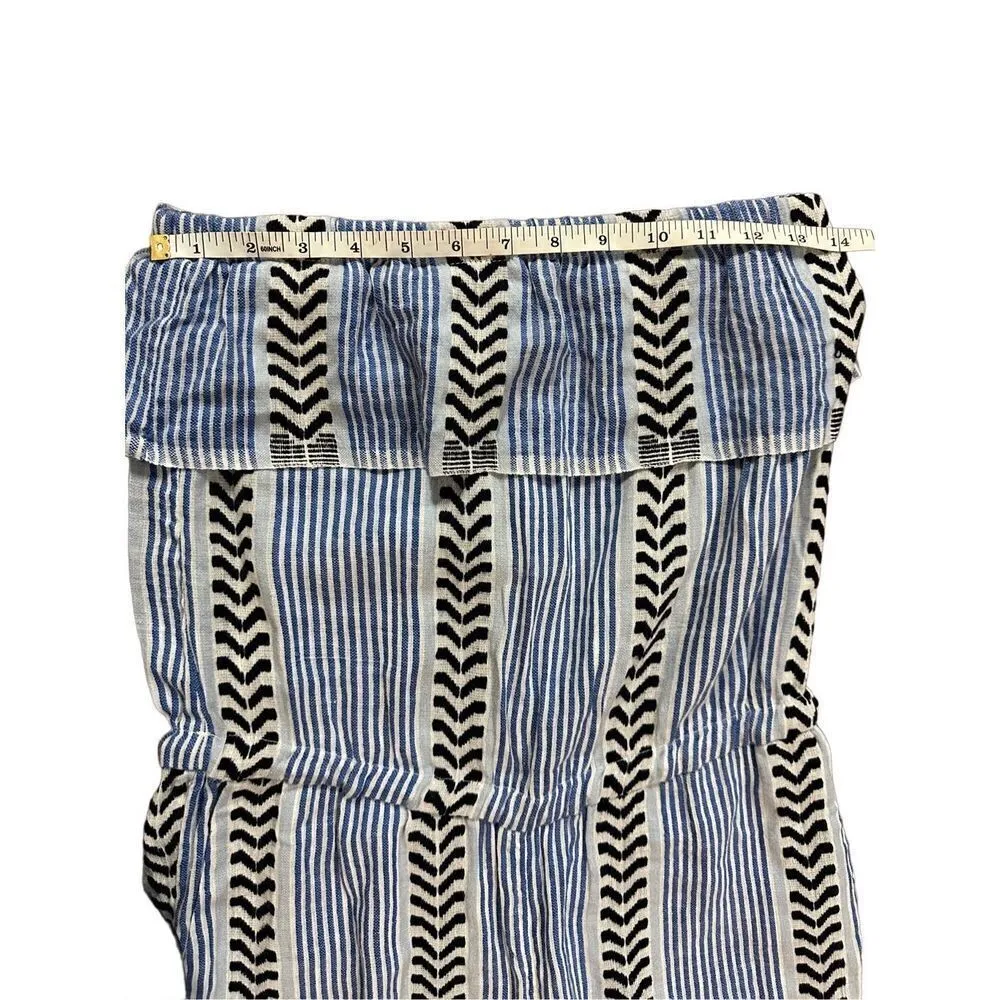 Lemlem Kesiti Strapless Jumpsuit blue print ruffle top sz small - Image 4