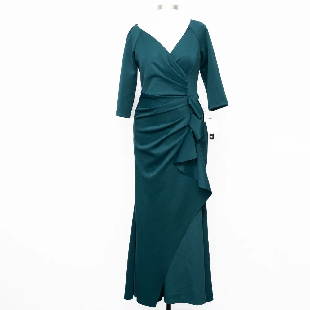 Xscape | Long Sleeve Scuba Ruched Gown - Image 2