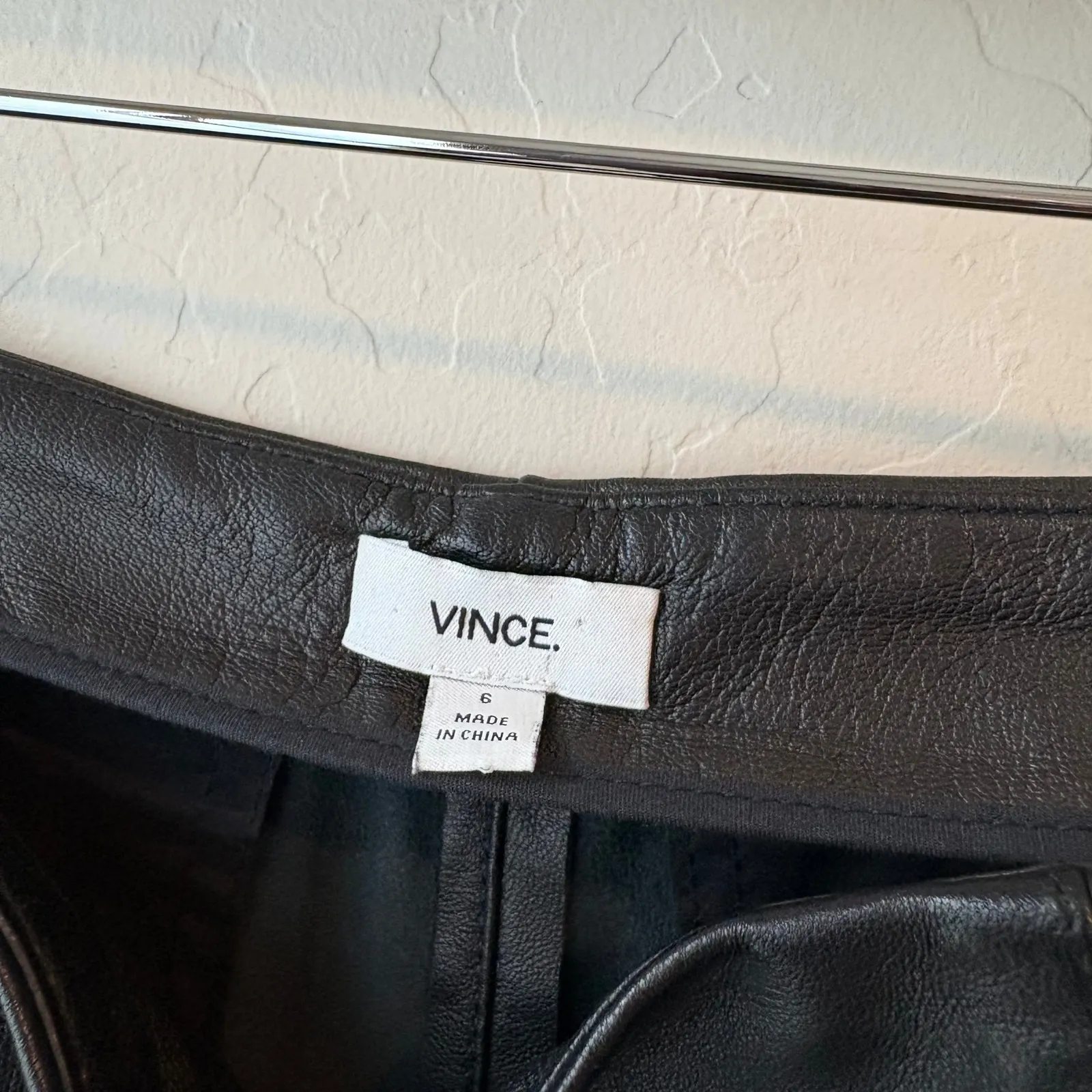 Vince Lamb Leather Black Wide Leg Cropped Leather Pants Size 6 - Image 6