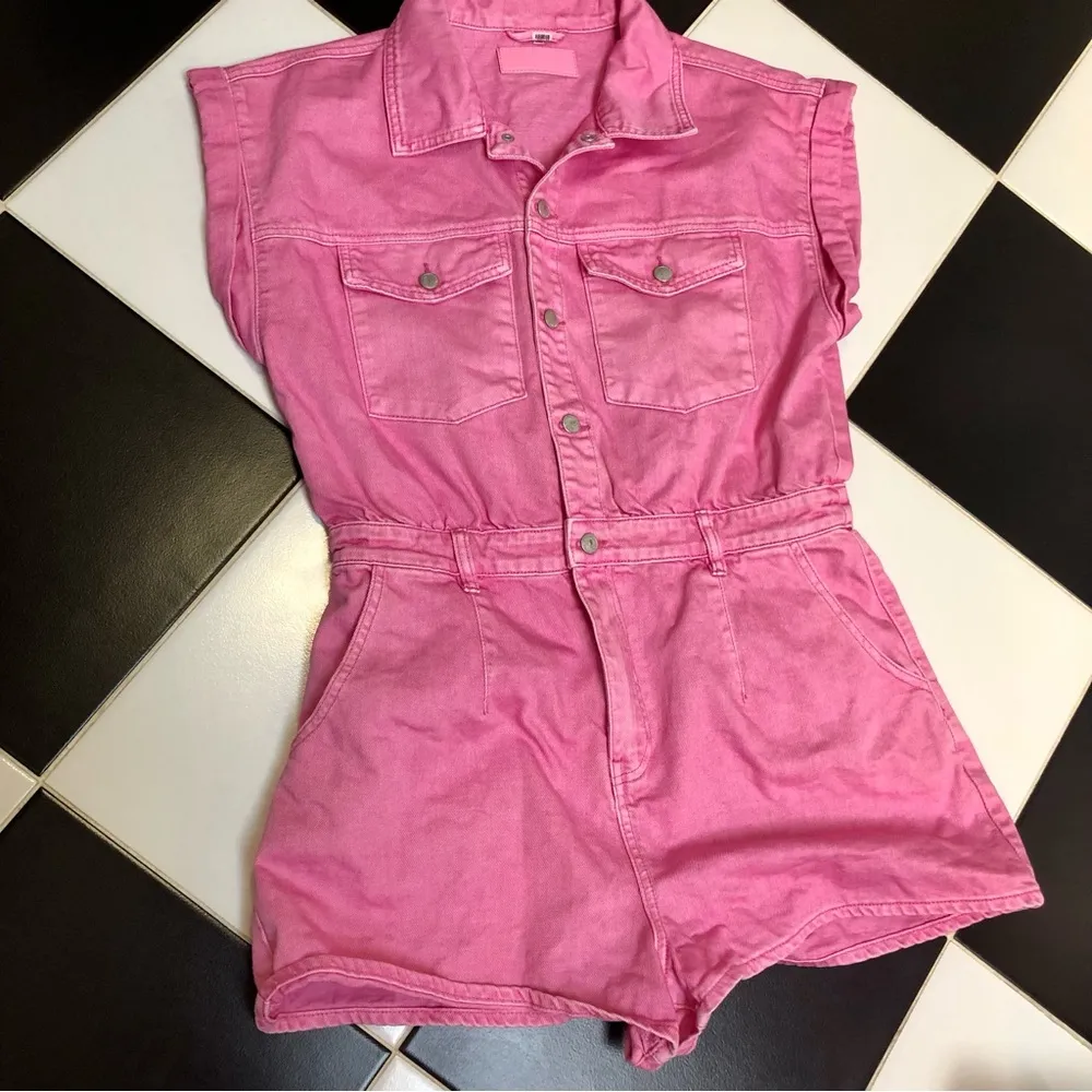 Pink Shadow Romper Sleeveless Retro Mechanic Boilersuit Moto Barbie L - Image 6