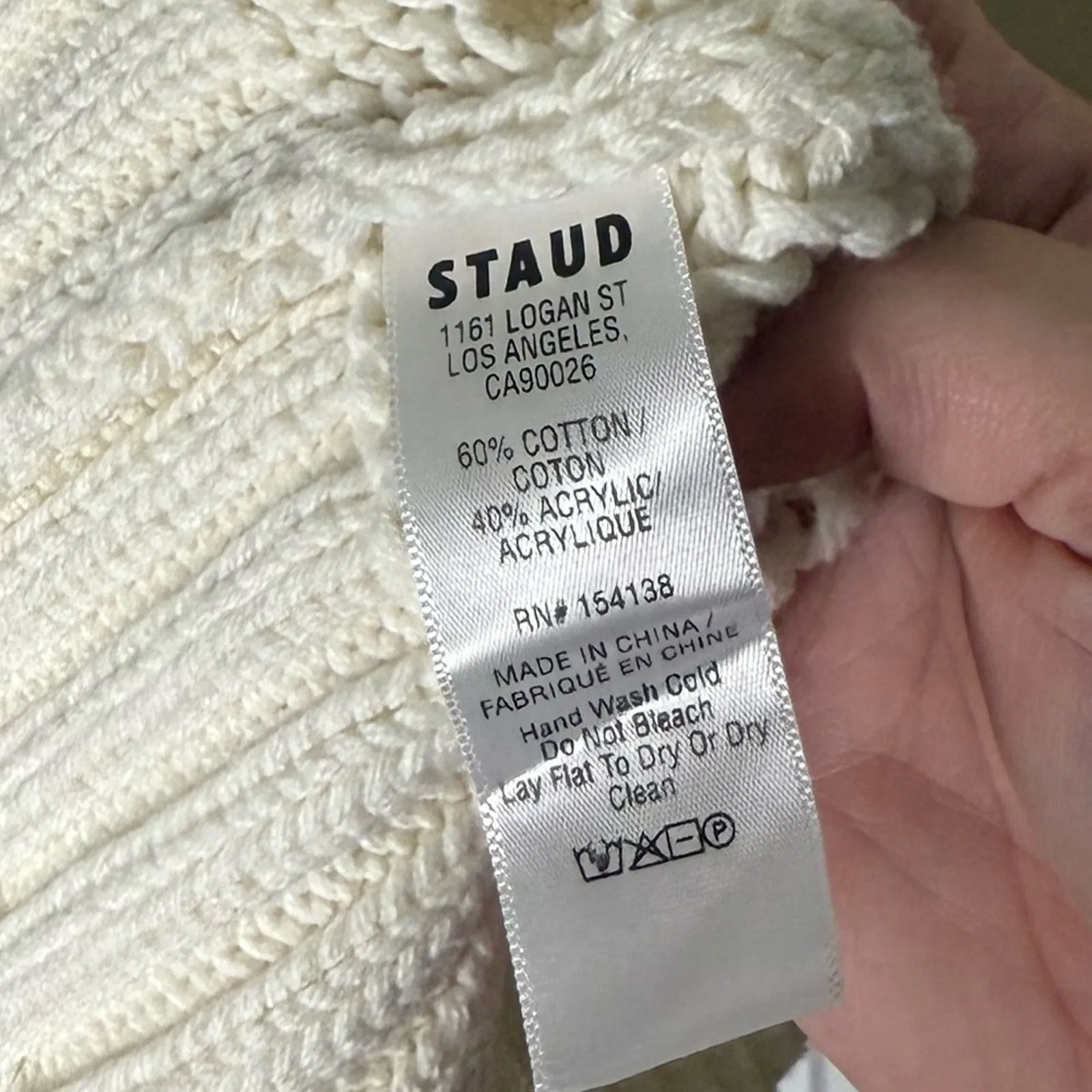 STAUD  Cropped Hampton Sweater in Ivory L - Image 10