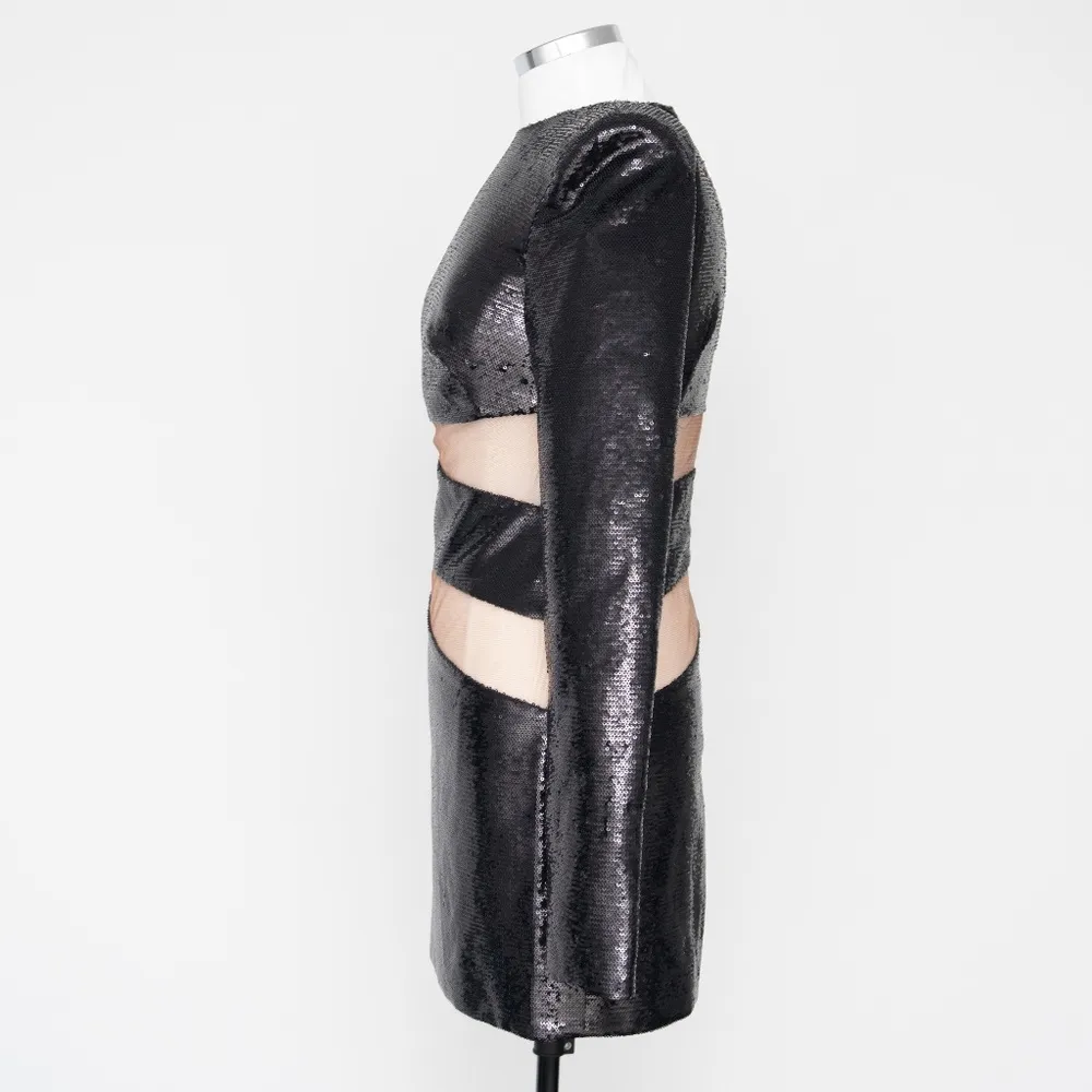 Bronx & Banco. Elise Mini Dress in Black Sequins. - Image 6