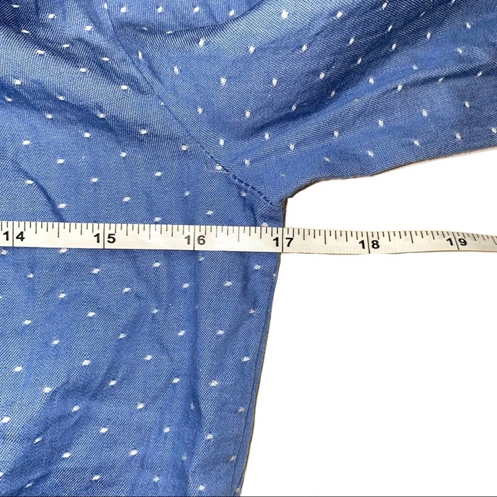 Tularosa Elinor One Shoulder Blue Chambray Textured Top SMALL - Image 7