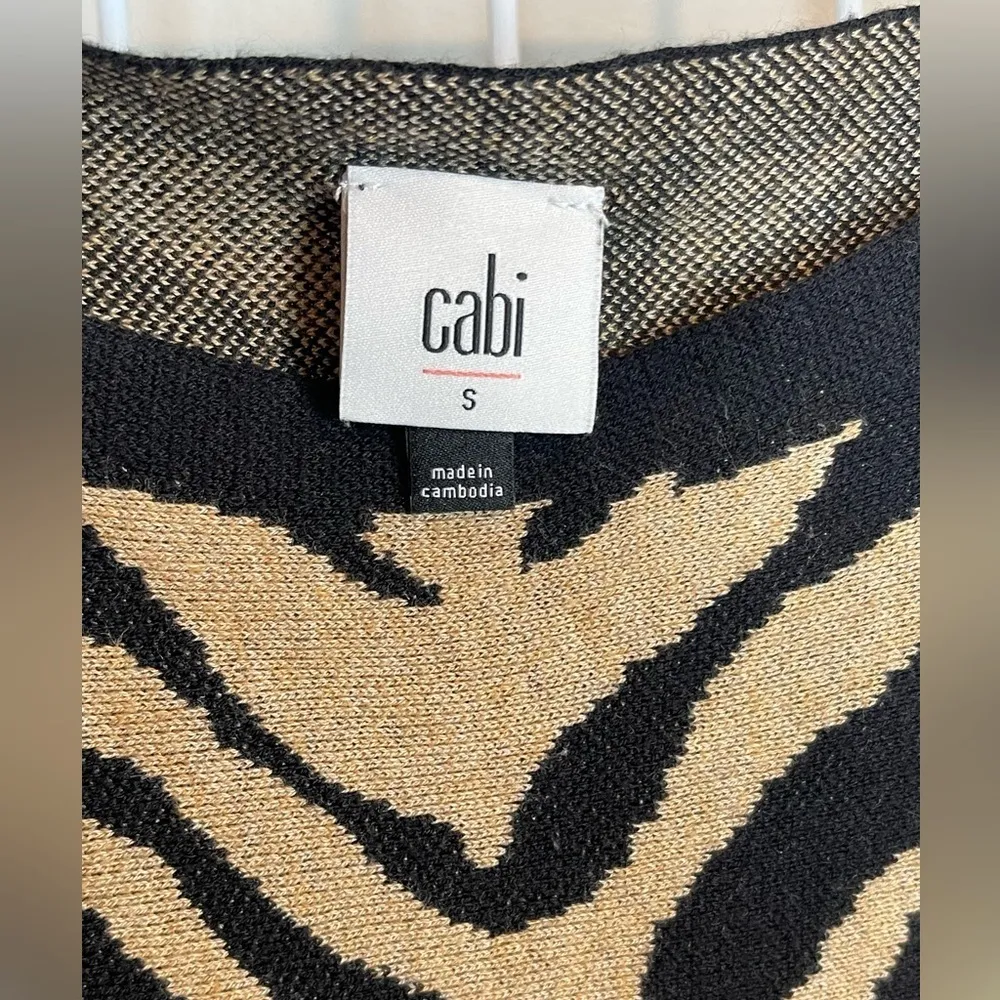 Cabi Pull Over Sweater Animal Print Black and Tan Size S - Image 6