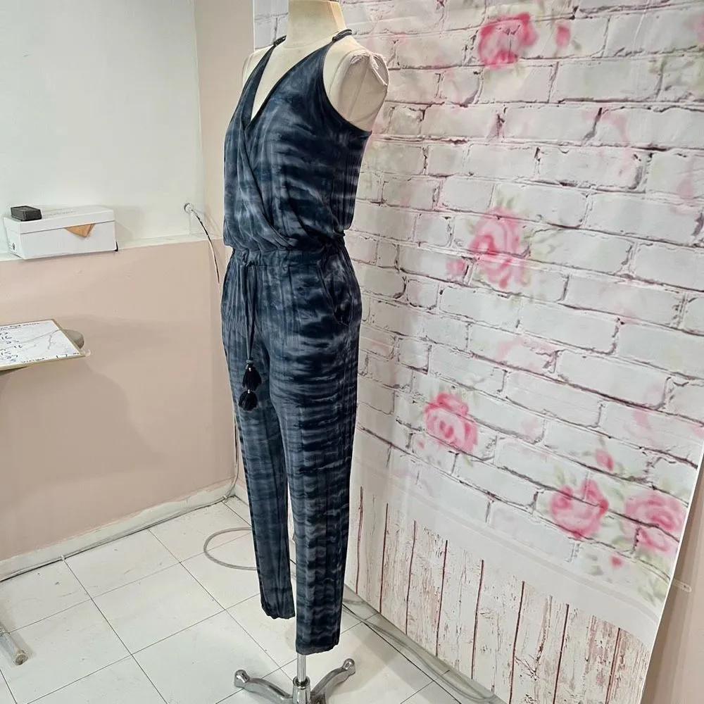 YFB Navy Tie Dye Casual Slim Fit Jumpsuit With Pockets size small - Image 4