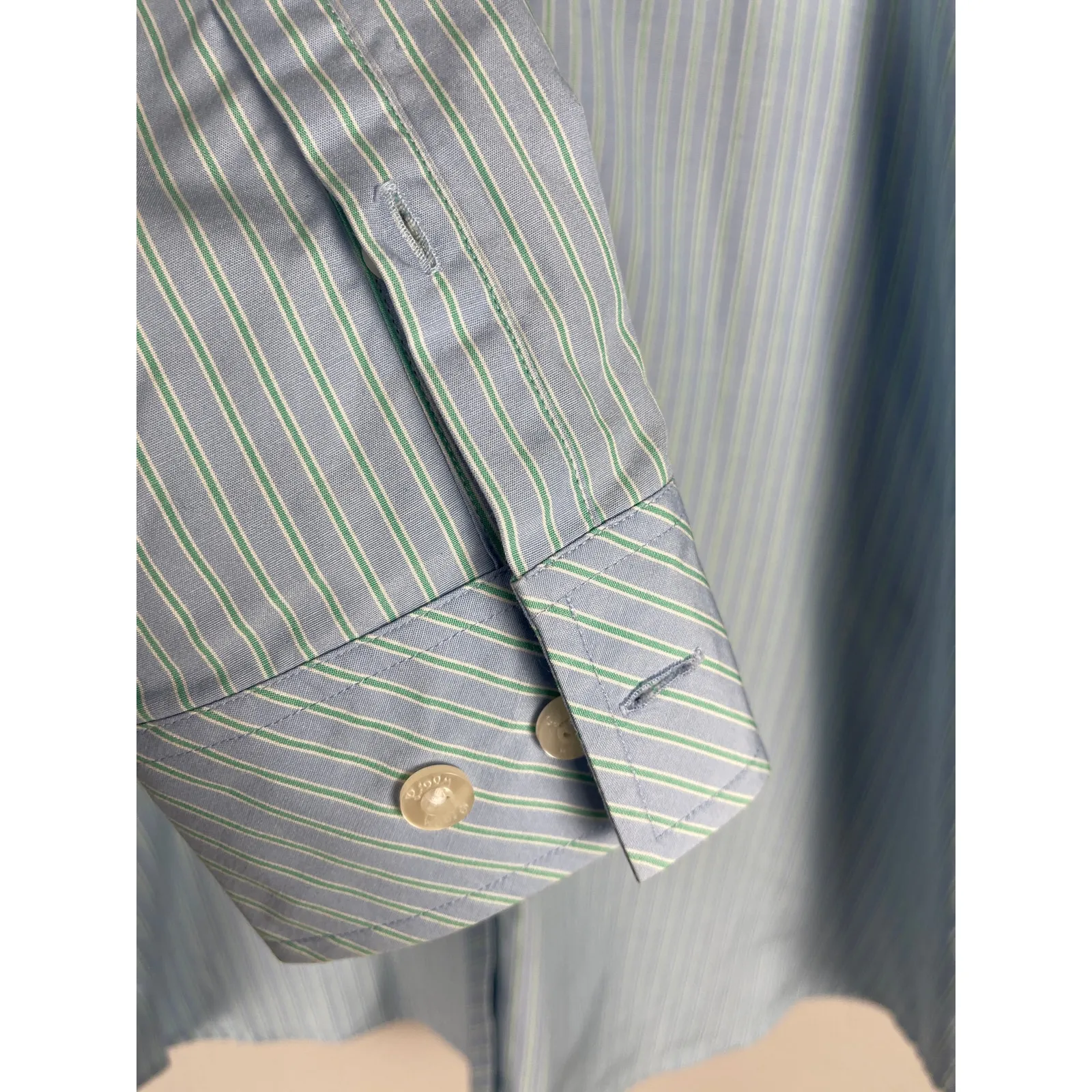 Lilly Pulitzer‎ Vintage White Tag Blue/Green Button-Up Fitted Dress Shirt Size 4 - Image 4