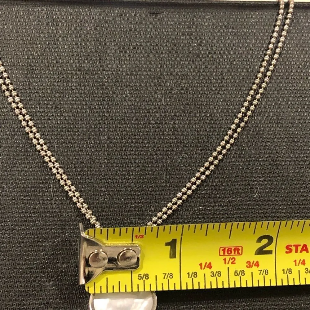 Vintage Sterling Silver and Mother of Pearl Double Strand Necklace - Image 5