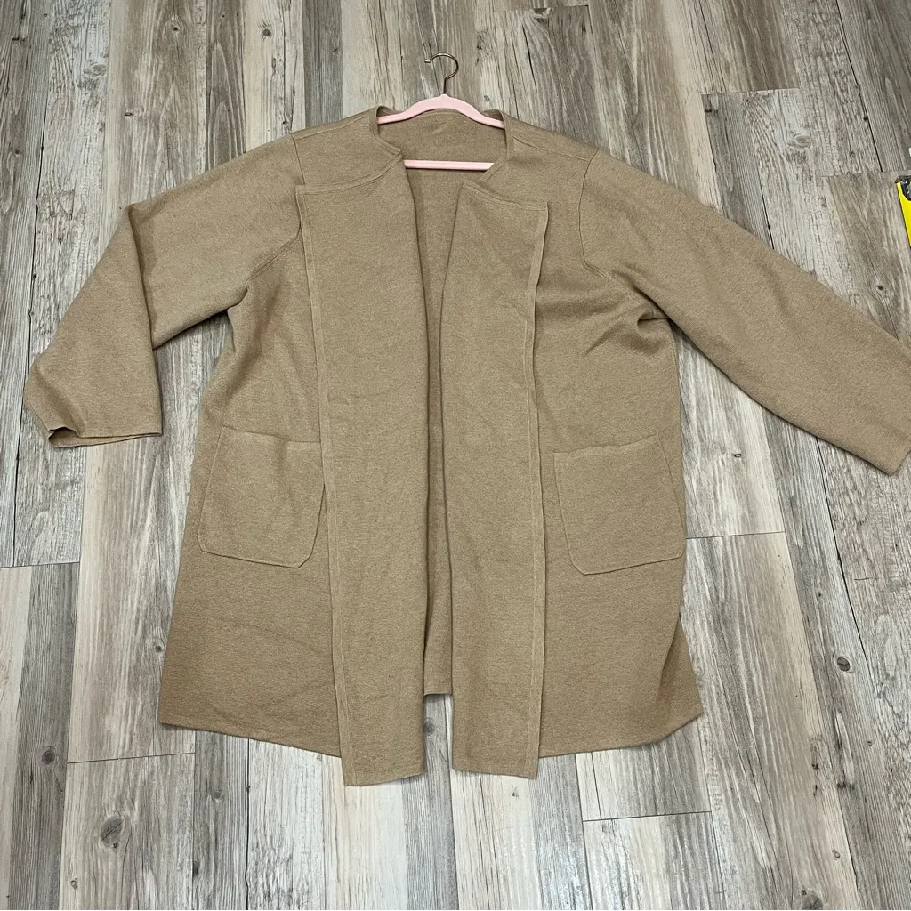 J.Crew Women's Juliette Collarless Sweater Blazer  Tan Women's Sweater XL - Image 5