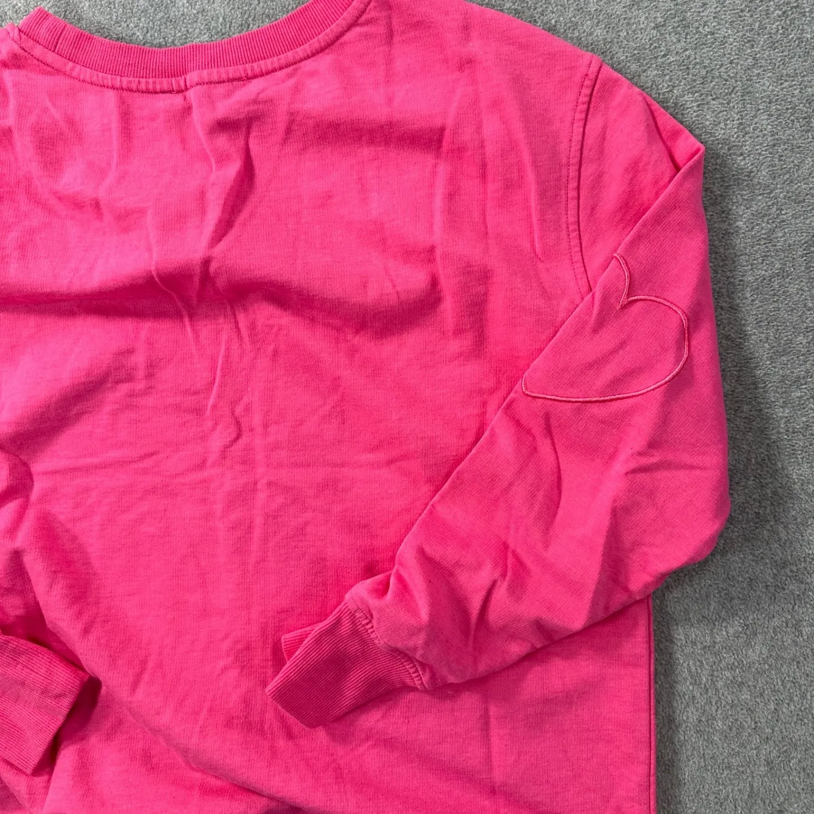 Jane & Delancey Embroidered Heart Crewneck Sweatshirt Pullover Womens Small Pink - Image 11