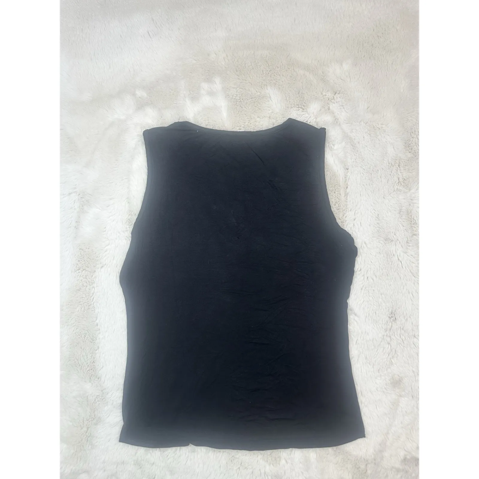 Calvin Klein Black Sleeveless Sequin Top, Crew Neck Size Large NWT - Image 2