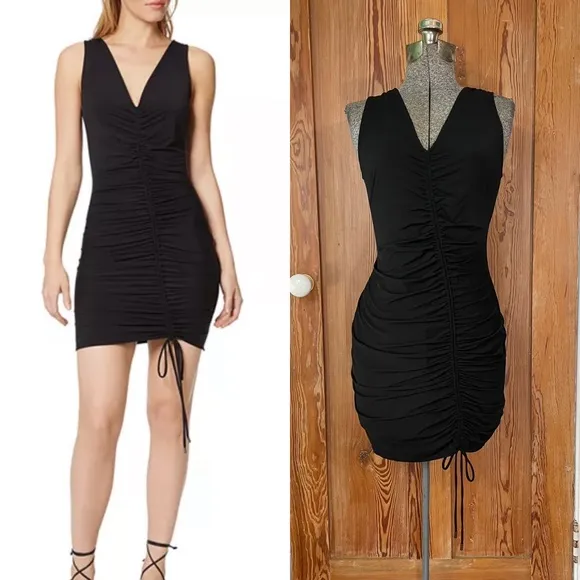 NWT Ramy Brook Shiloh Ruched Bodycon Sexy Mini Little Black Dress - Size XS - Image 2