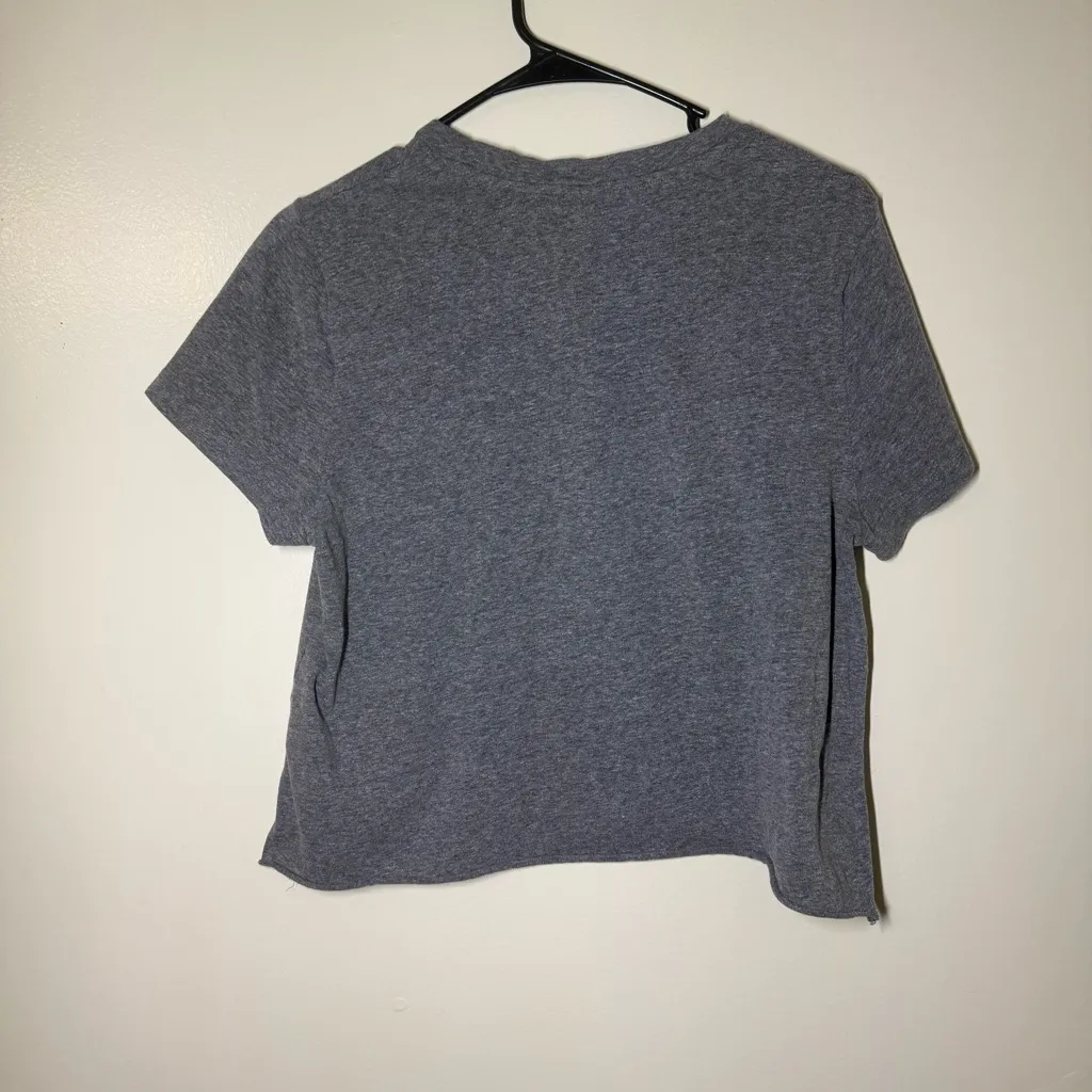 Darling Blue  Gray Crop Top with Green Dinosaur - Image 2