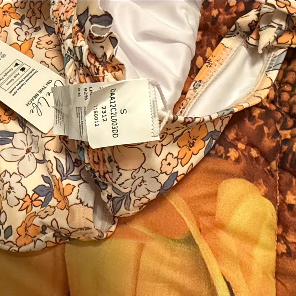 Cupshe Floral Bikini Set - Cream,  Orange and Green - Image 3