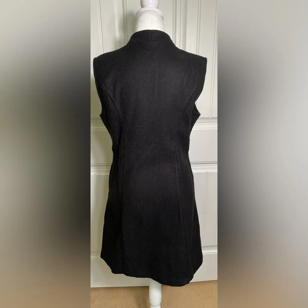 Womens Long Button Front Black Vest Size Medium - Image 3