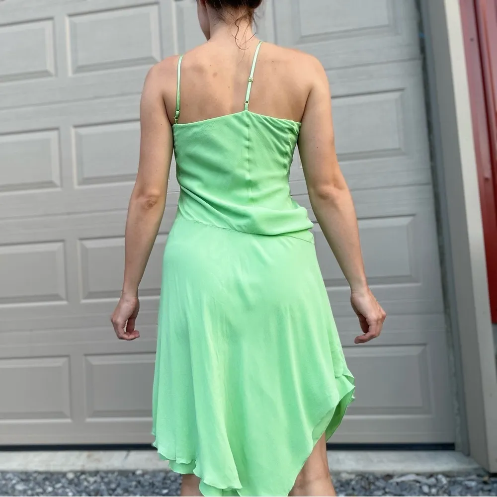 Express Y2K Vintage Silk Brat Asymmetrical Drop Waist Fairycore Mini Dress - Image 3