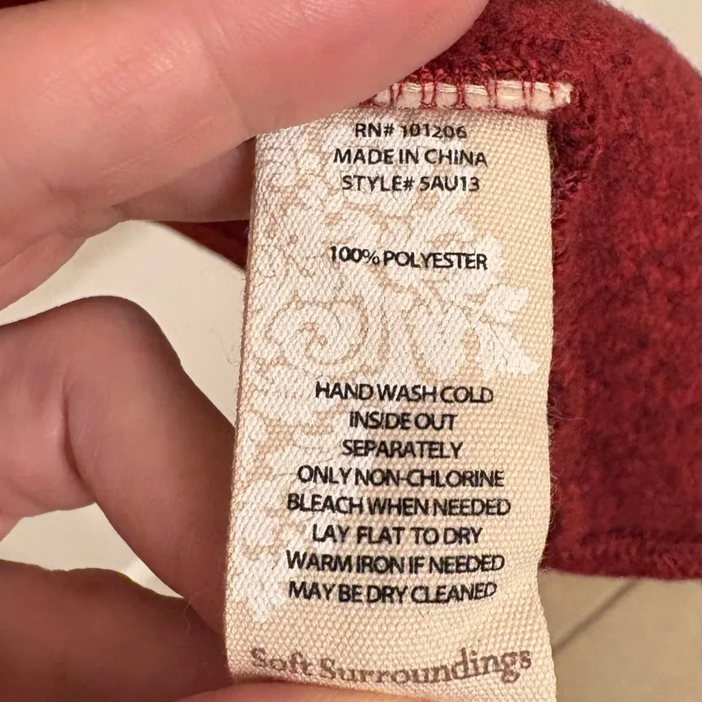 Soft Surroundings Red Knit Button Up Cardigan Jacket Boho Southwestern Trim 3X - Image 9