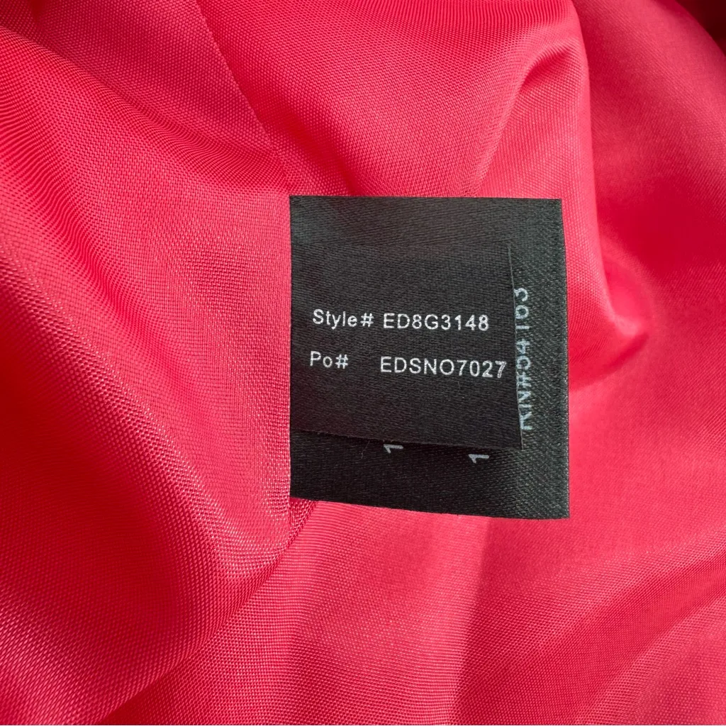 Ellen Tracy Vibrant Pink Orange Swirl Floral Roses Midi Dress Pockets Size Large - Image 12