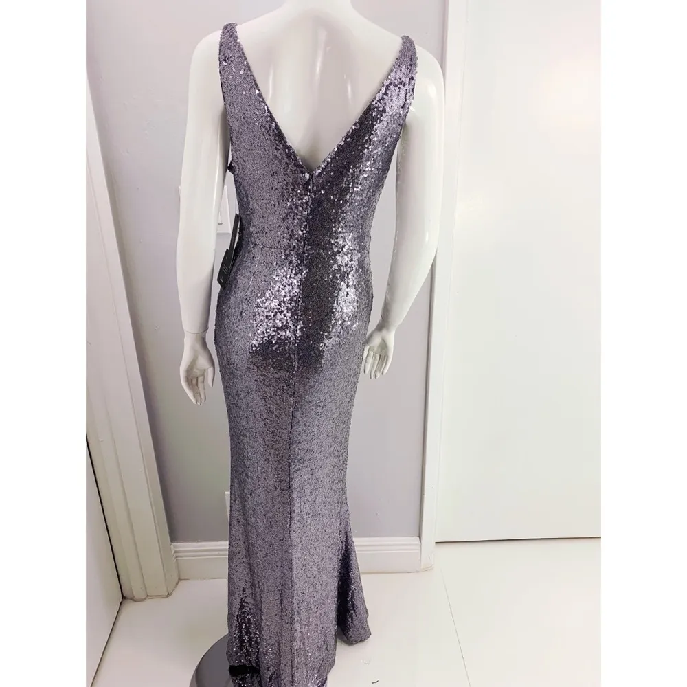 Silver Lulus Long Sequin Evening Gown Dress - Image 2