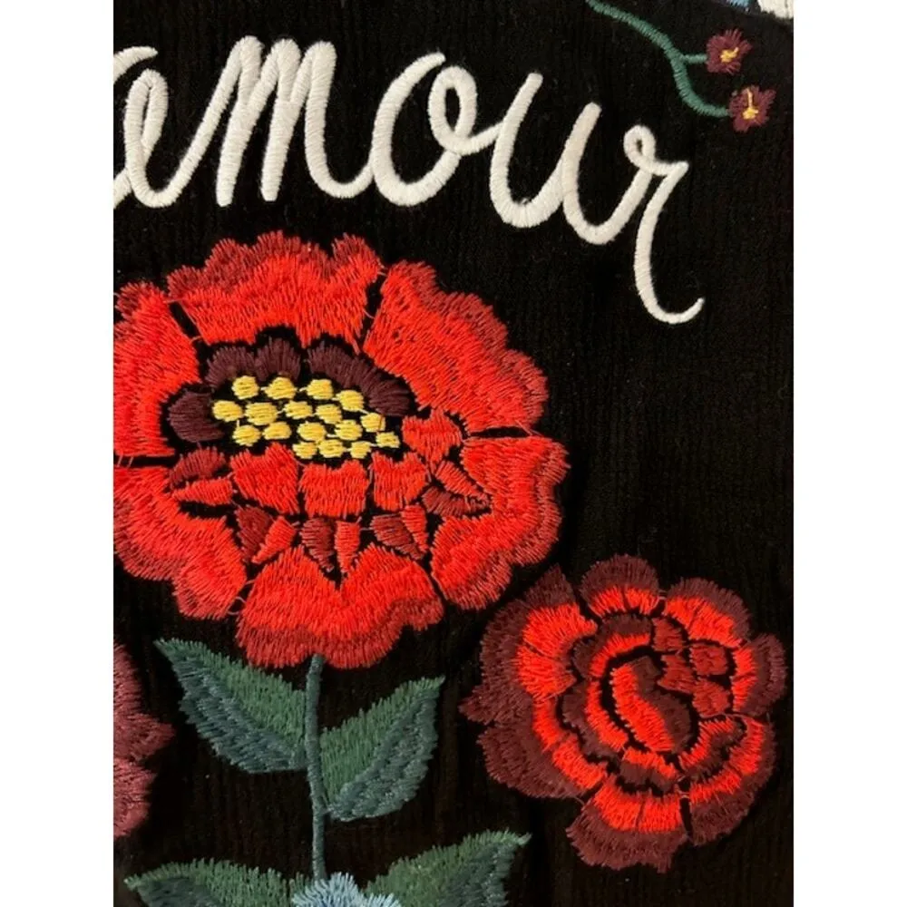 Miss Me Black Embroidered Button up Mini Dress Birds Western Cowgirl Y2K LARGE - Image 5