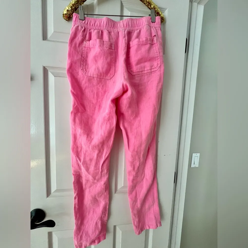 Women's Lilly Pulitzer Taron Sz Small Pink Isle Linen Pants - Image 6