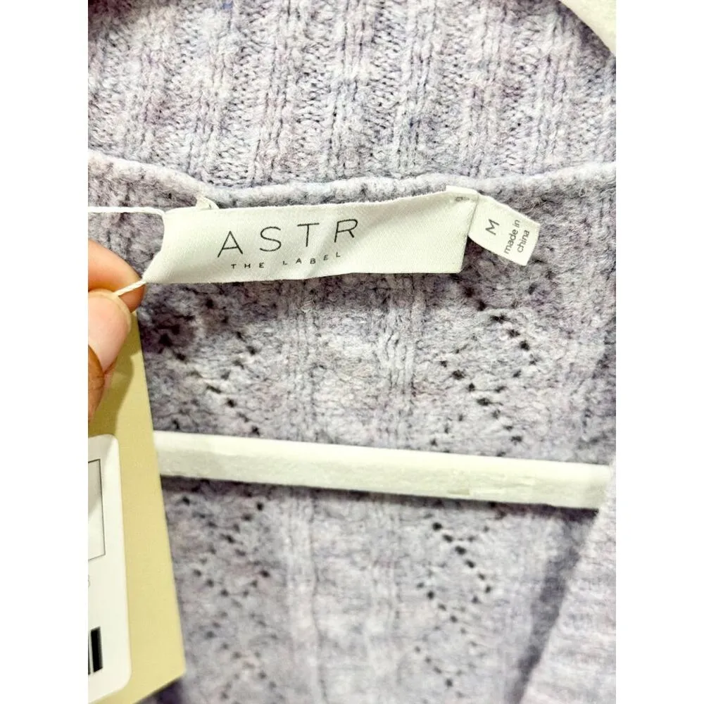 Astr The Label Long Sleeve Knot Front Cropped Knit Sweater Lilac Women's Size M Purple Size M - Image 4