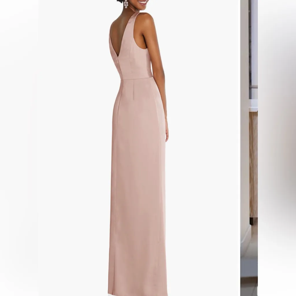 After Six • Gown • Sleeveless Wrap Dress • Satin Maxi • 14R • Light Pink - Image 2