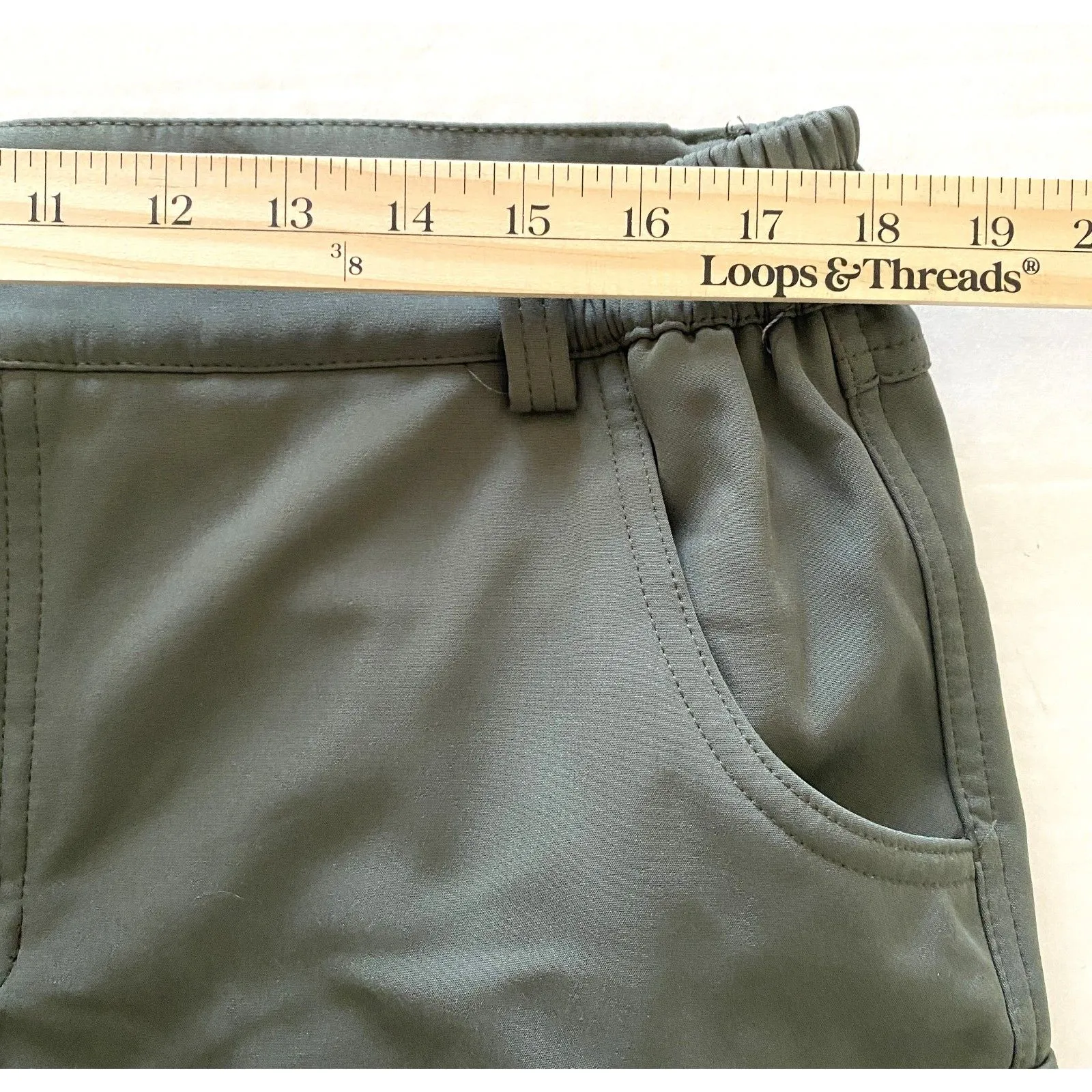 Fleece Lined Green Utility Cargo Pants Drawstring Pockets Wintercore Sz L (14) Size L - Image 6