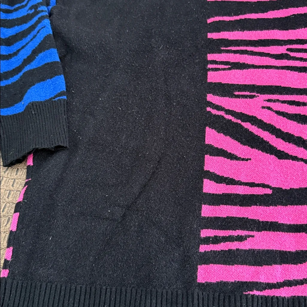 Torrid Colorblock Zebra Leopard Print Sweater Black Pink Blue Size 1 (14/16) - Image 5