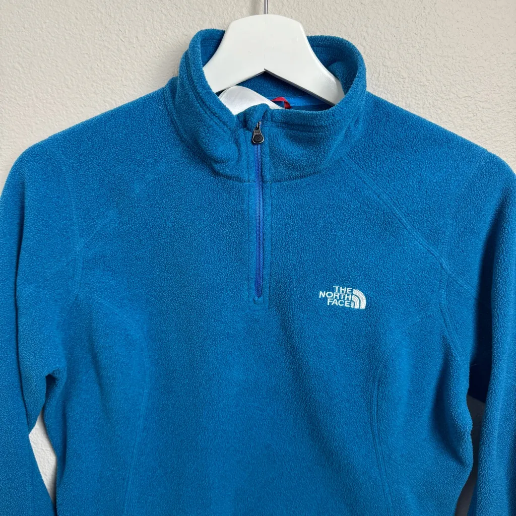 North Face Polartec Classic Fleece 1/4 Zip Pullover Teal Sweater Womens Medium - Image 4