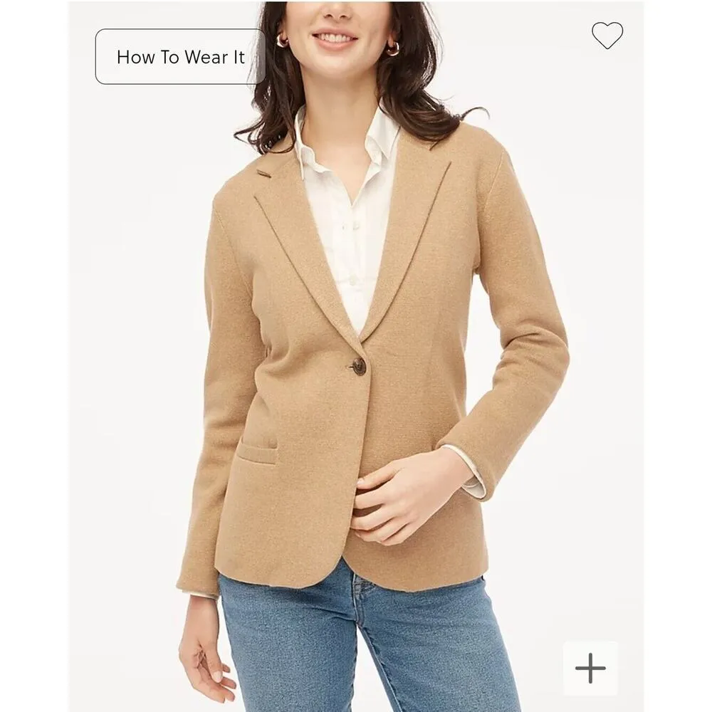 J. Crew Women's Beige Solid Long Sleeve Cecile Relaxed Sweater Blazer Size Small - Image 12